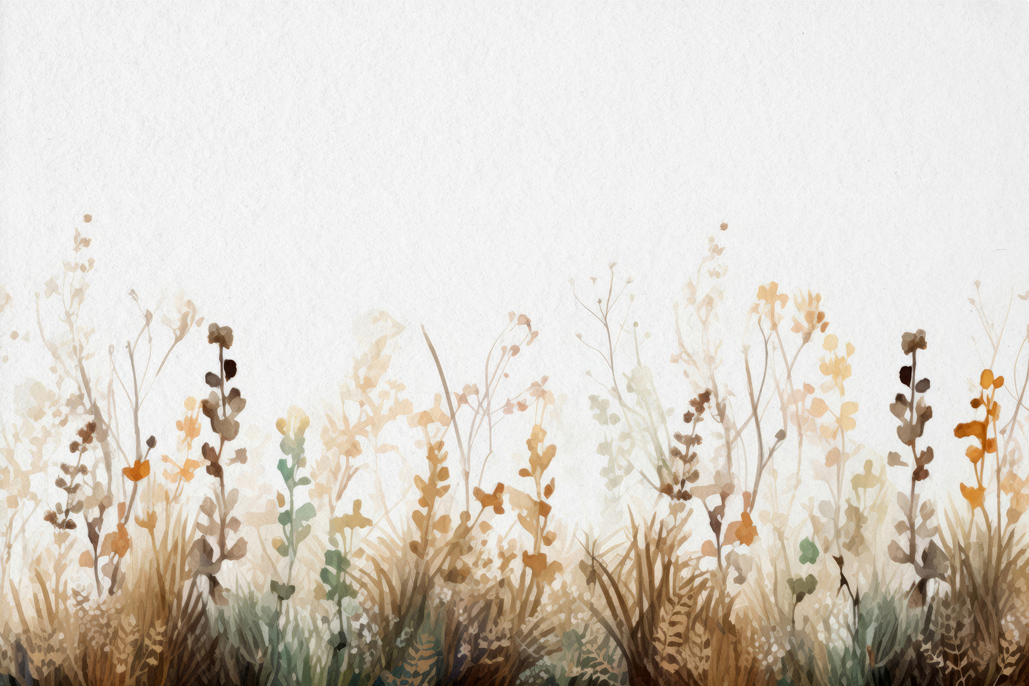 A painting of grass and flowers