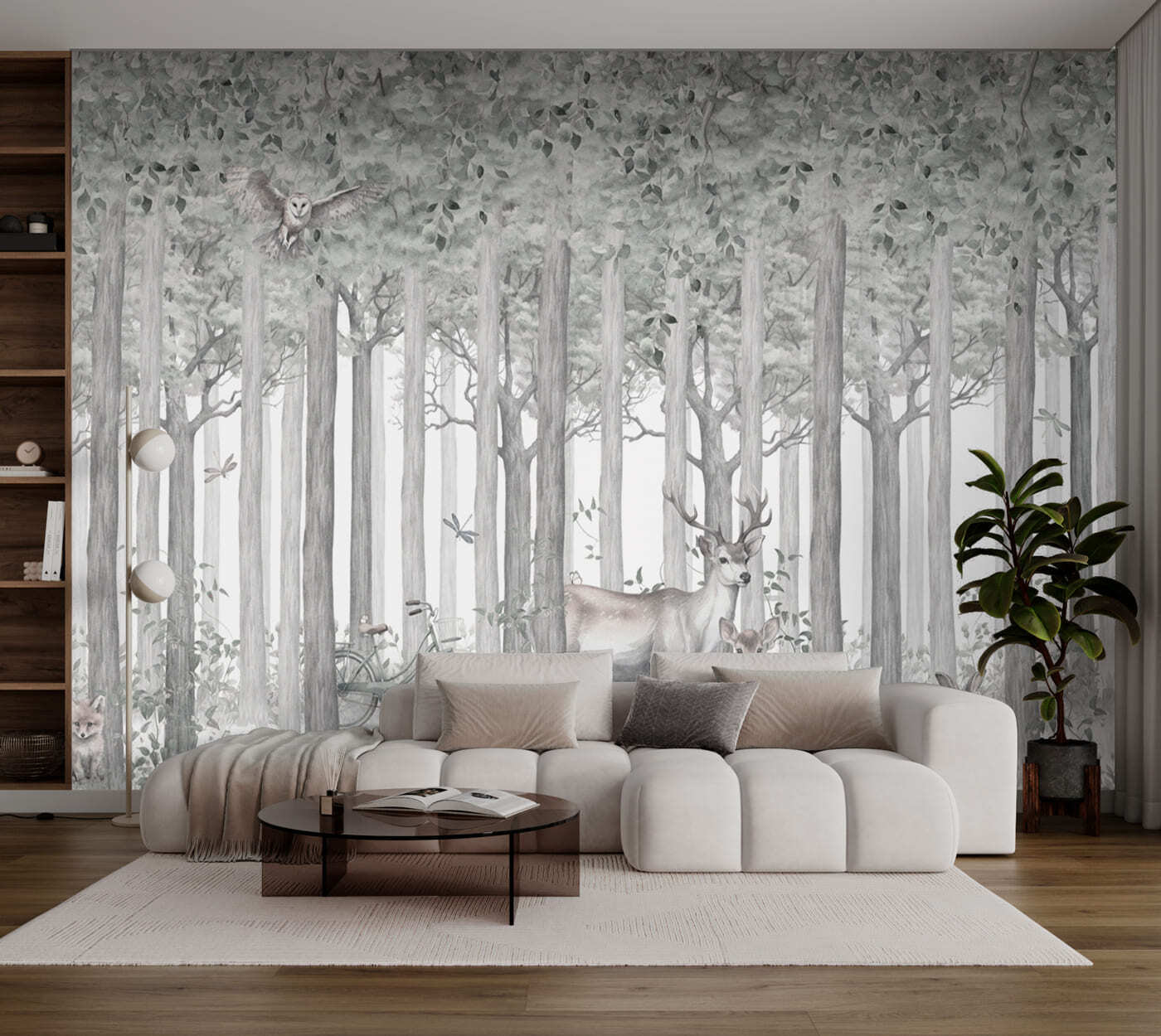 A group of animals in a forest