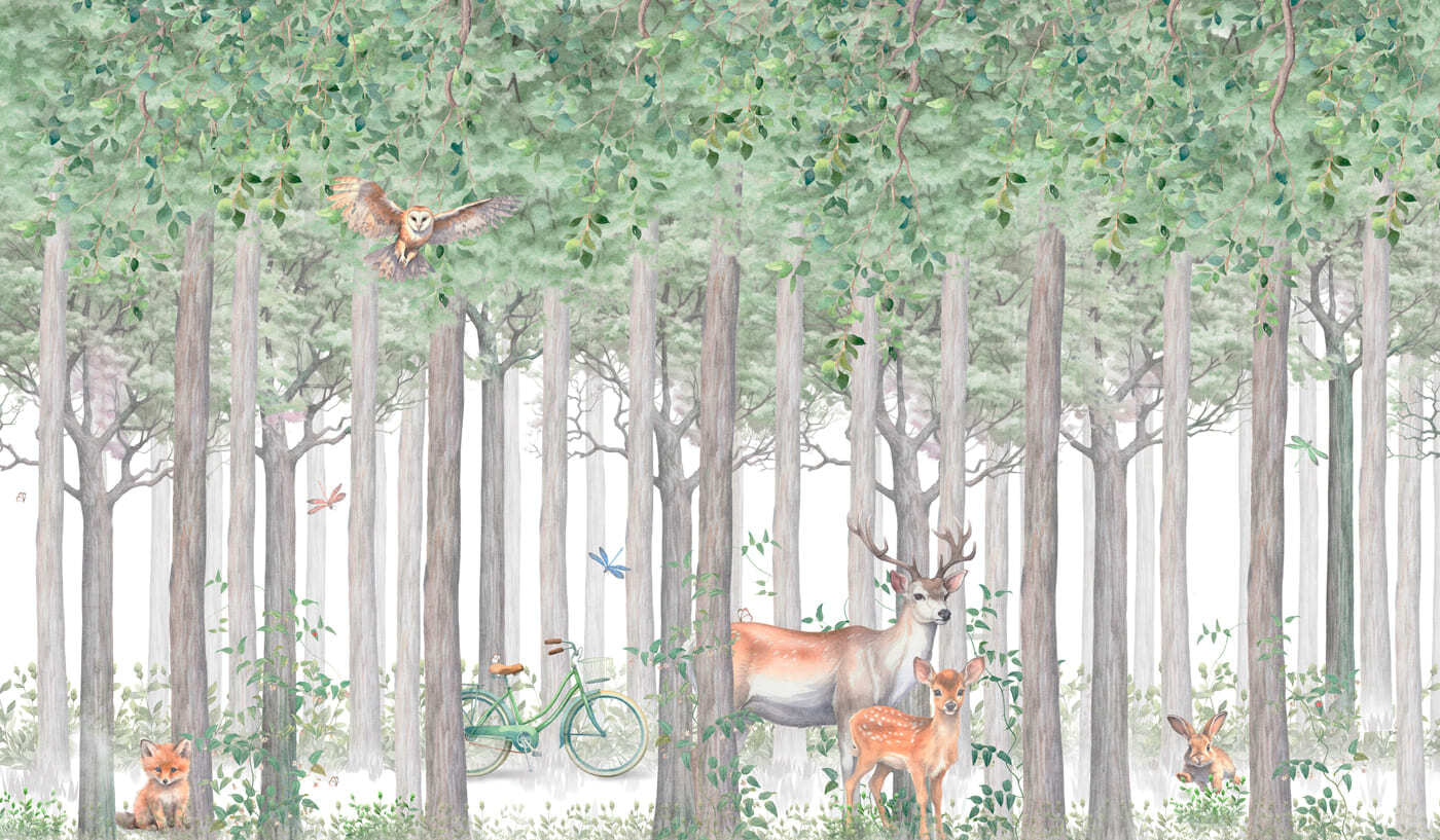 A group of animals in a forest