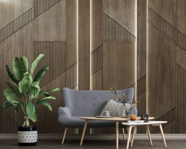 Design geometric elegant pe panouri de lemn. Design geometric elegant pe panouri de lemn.