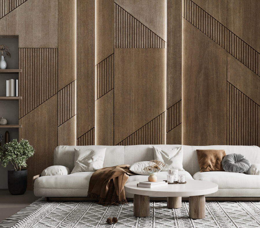 Design geometric elegant pe panouri de lemn. Design geometric elegant pe panouri de lemn.