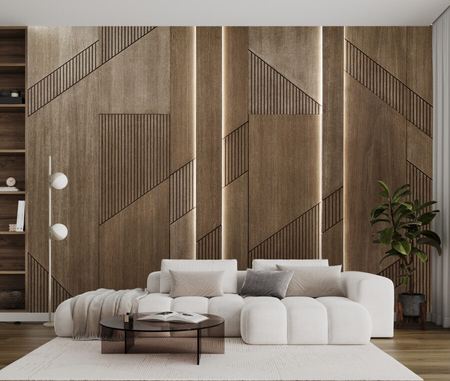 Design geometric elegant pe panouri de lemn. Design geometric elegant pe panouri de lemn.