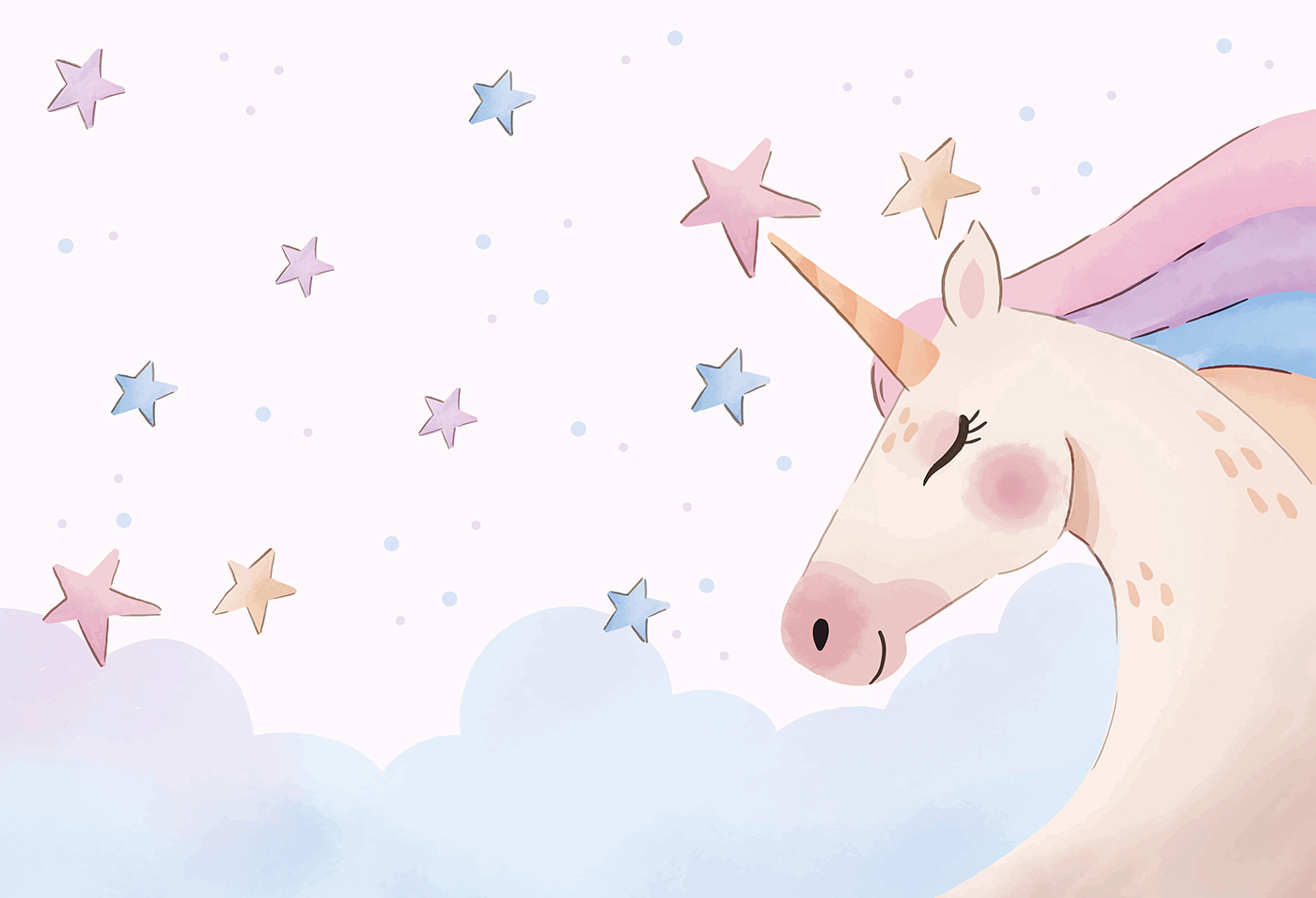 Un unicorn cu stele și nori u97532p - Un unicorn cu stele și nori
