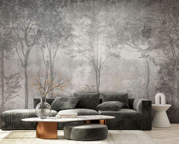 A grey and white photo of trees A grey and white photo of trees