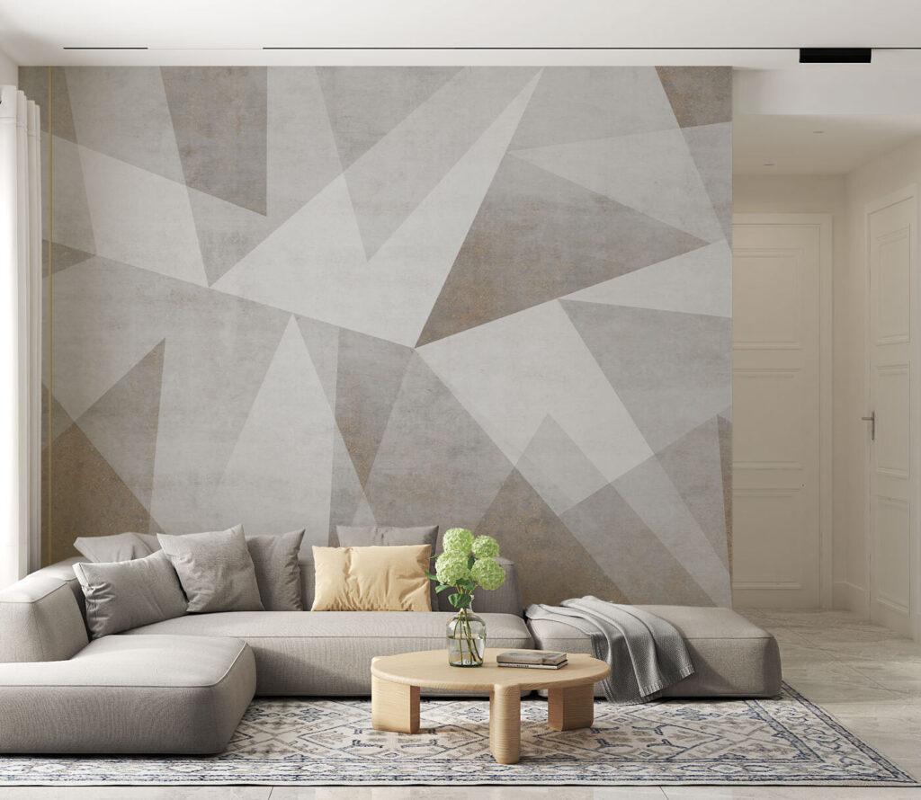 A grey and white background with triangles