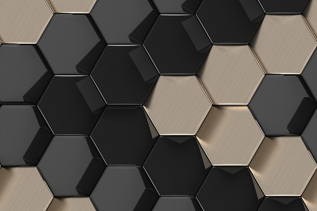 Model hexagonal în negru și bej Model hexagonal în negru și bej