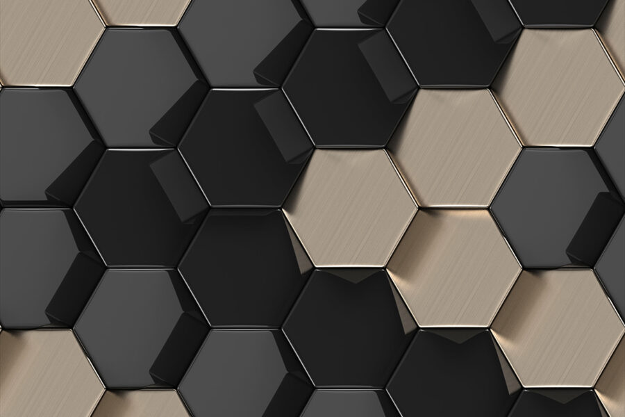 Model hexagonal în negru și bej