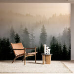 Fototapet Pădure cețoasă cu copaci