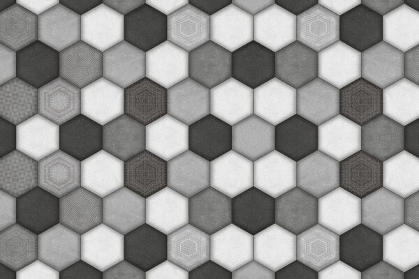 Model hexagonal geometric în scală de gri Model hexagonal geometric în scală de gri