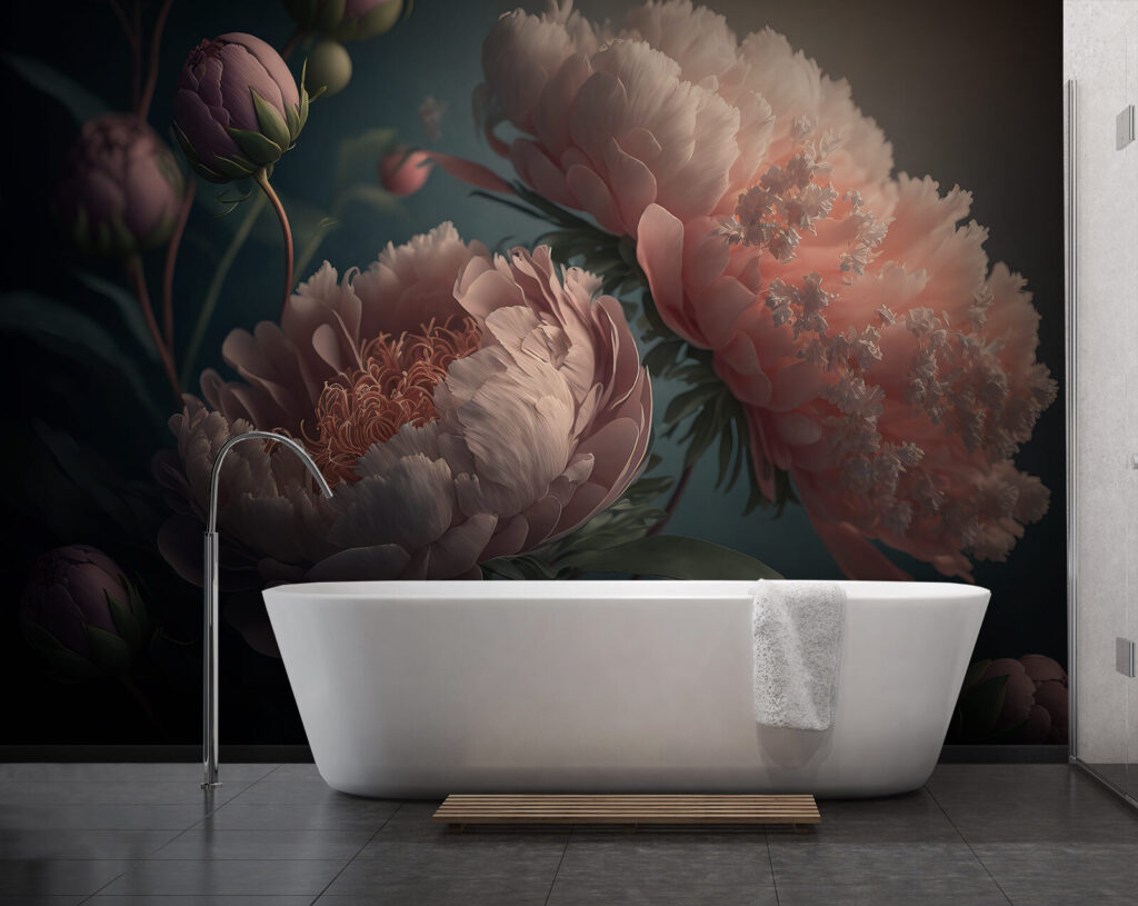 Delicate peonies in soft colors