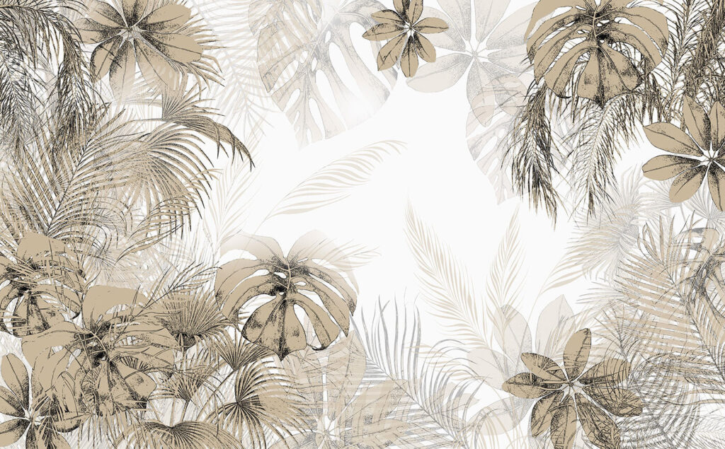 Frunze tropicale în tonuri neutre moi. Frunze tropicale în tonuri neutre moi.