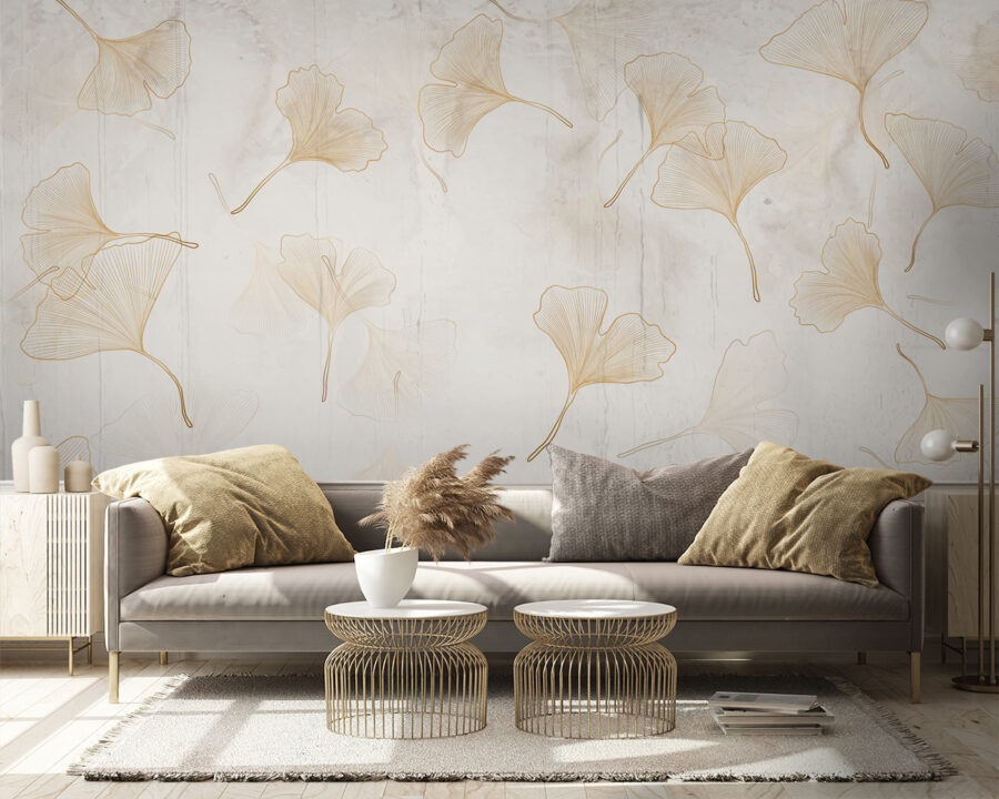 Frunze delicate de ginkgo pe un fundal senin. Frunze delicate de ginkgo pe un fundal senin.