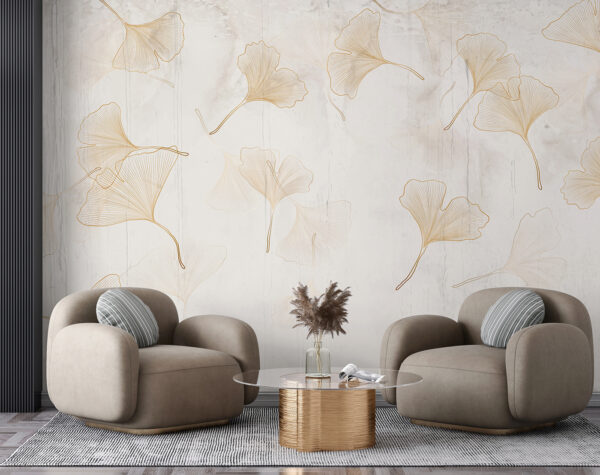 Frunze delicate de ginkgo pe un fundal senin. Frunze delicate de ginkgo pe un fundal senin.
