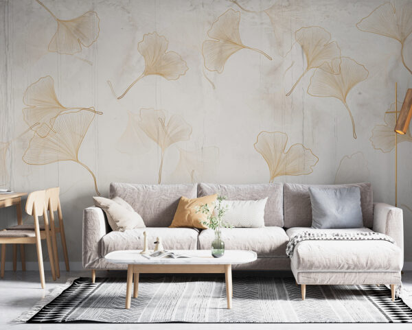 Frunze delicate de ginkgo pe un fundal senin. Frunze delicate de ginkgo pe un fundal senin.