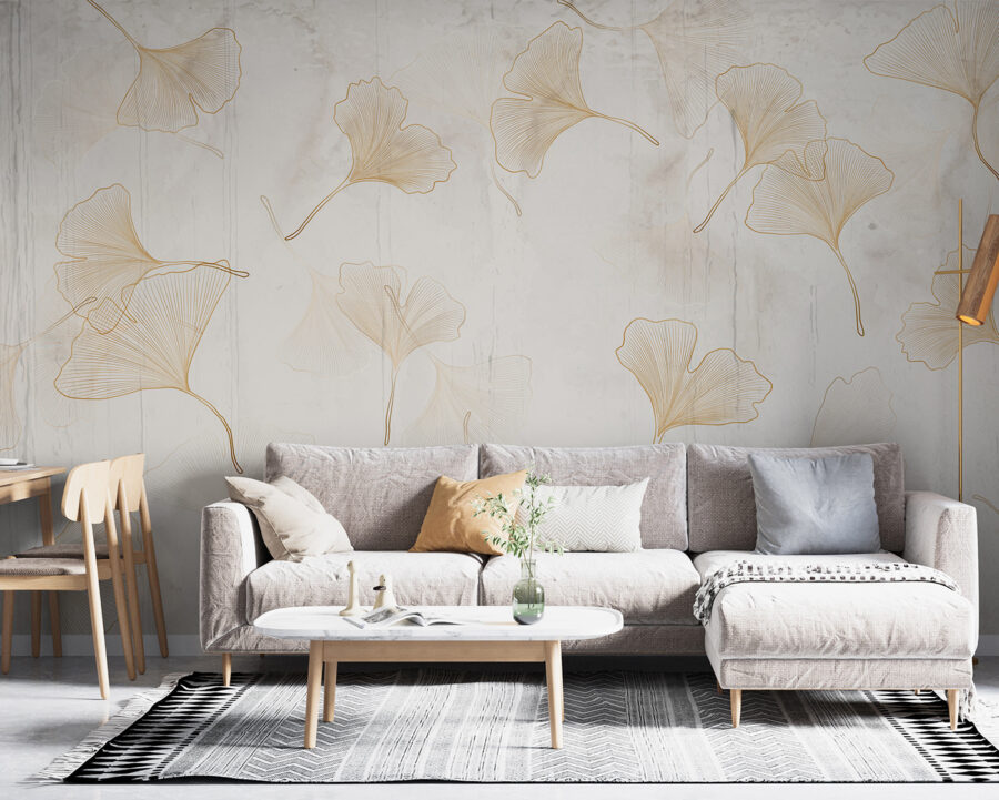 Frunze delicate de ginkgo pe un fundal senin. Frunze delicate de ginkgo pe un fundal senin.