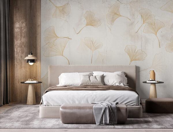 Frunze delicate de ginkgo pe un fundal senin. Frunze delicate de ginkgo pe un fundal senin.