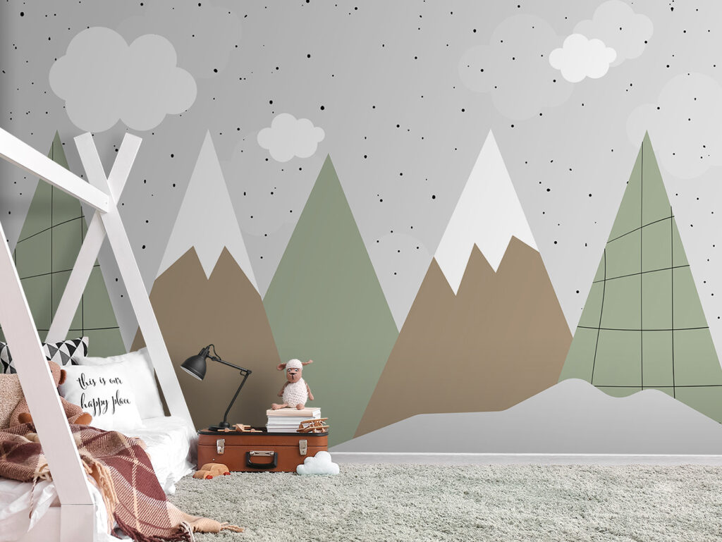 Drawing of mountains and trees