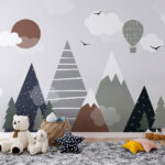 Fototapet Peisaj cu copaci și munți