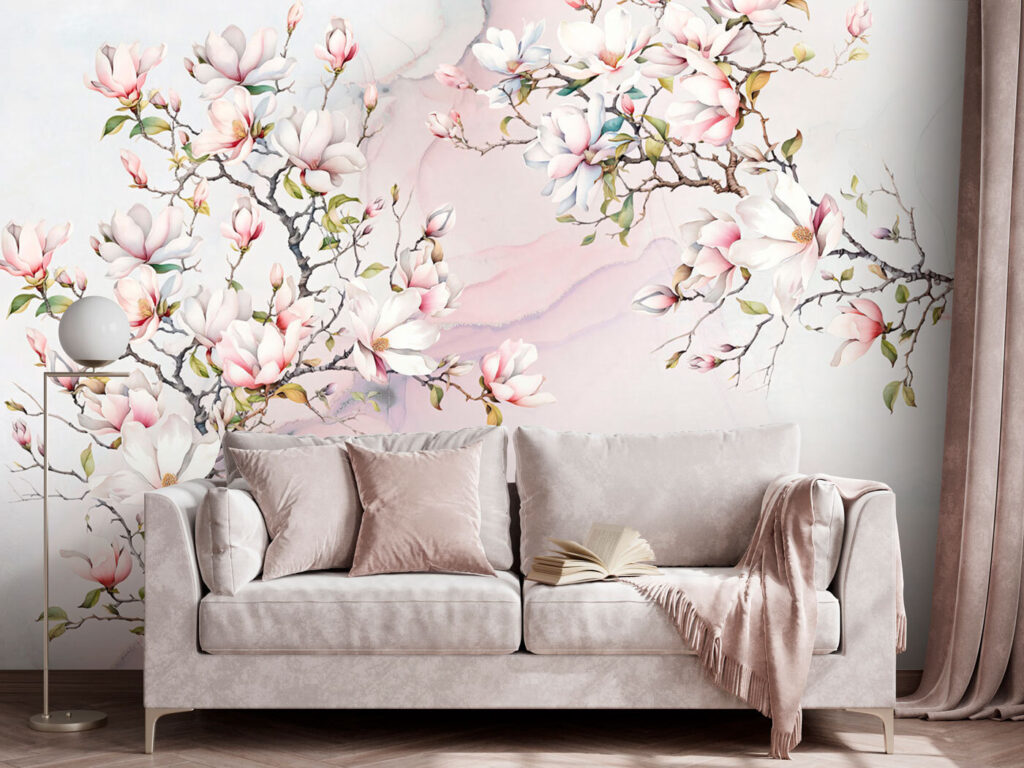 Painting of flowers on a marble surface Painting of flowers on a marble surface