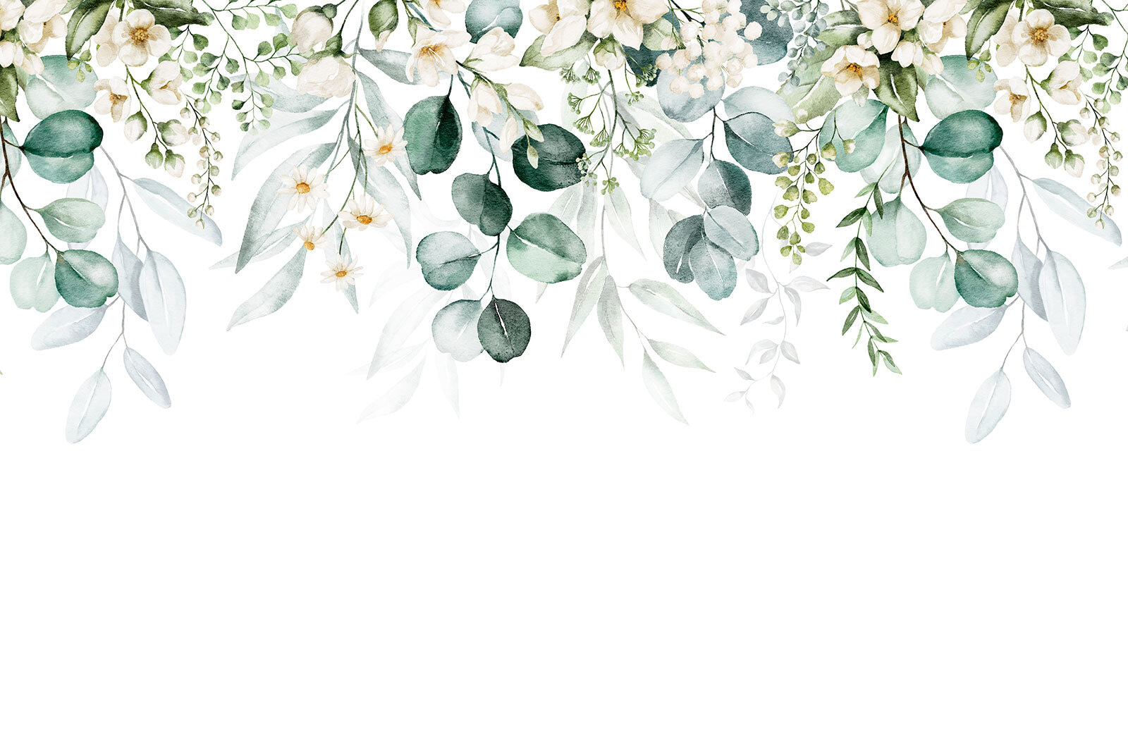 Watercolor painting of flowers and leaves Watercolor painting of flowers and leaves