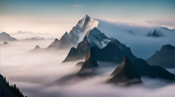 Gama de munte cu nori Gama de munte cu nori