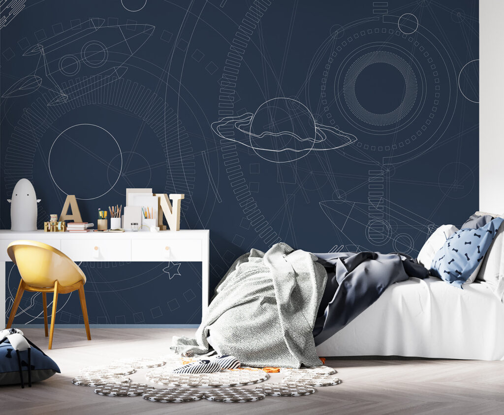 Blue and white background with planets and stars Blue and white background with planets and stars