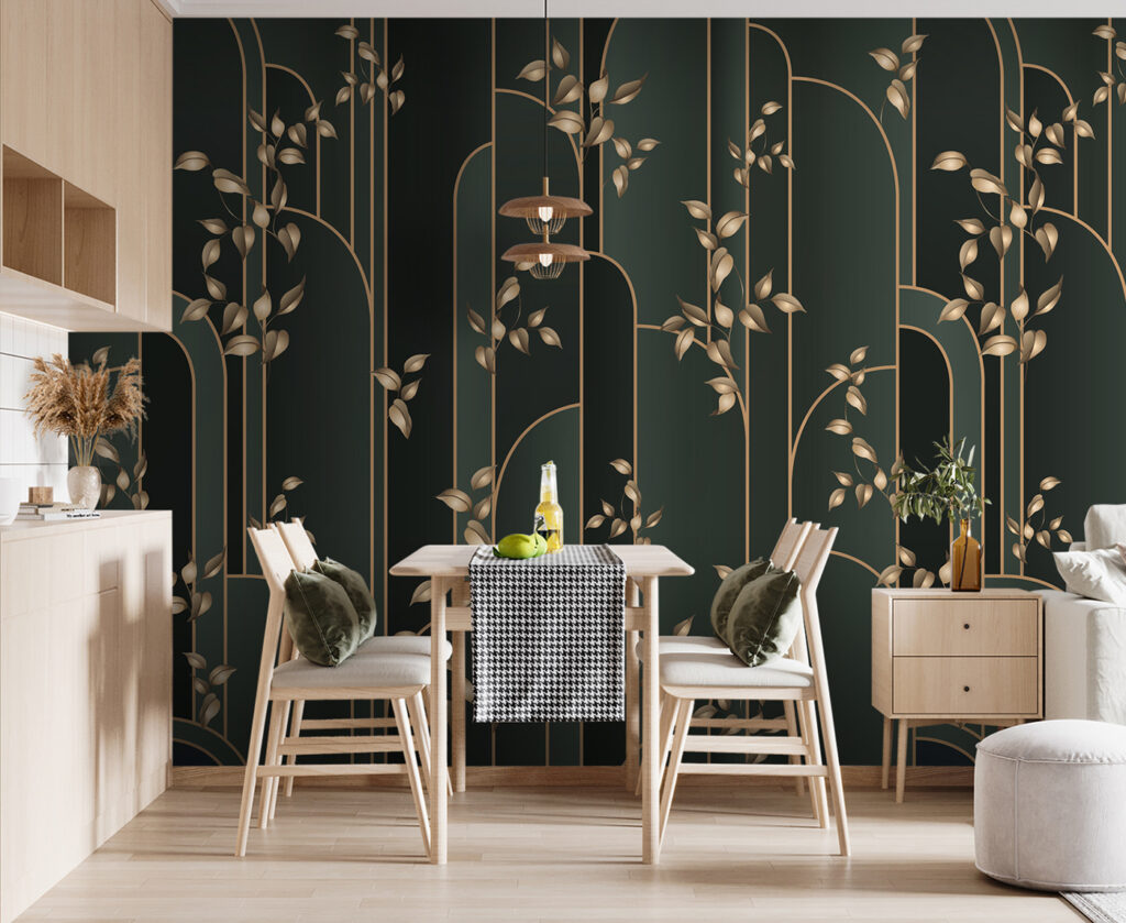 Wallpaper with leaves on it