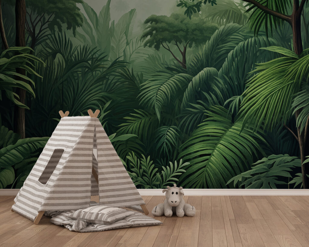 Green forest with many leaves