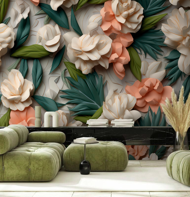 Delicate flowers with lush greenery