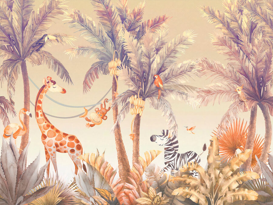Girafă și zebră într-o junglă Girafă și zebră într-o junglă