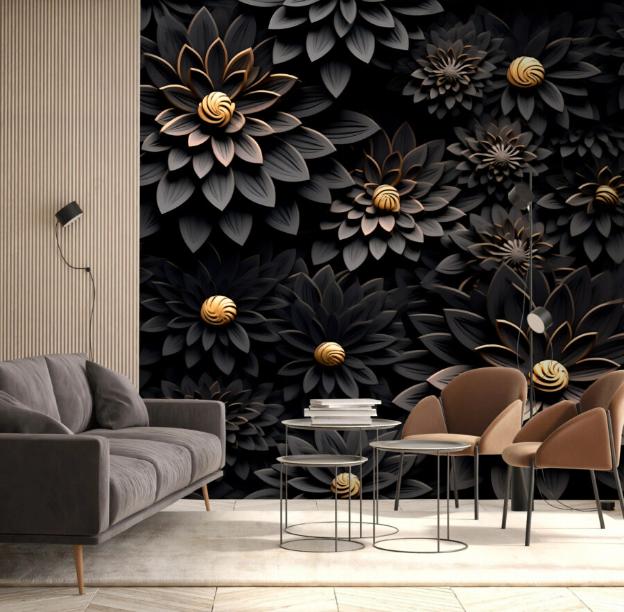 Flori monocrome elegante cu centre metalice