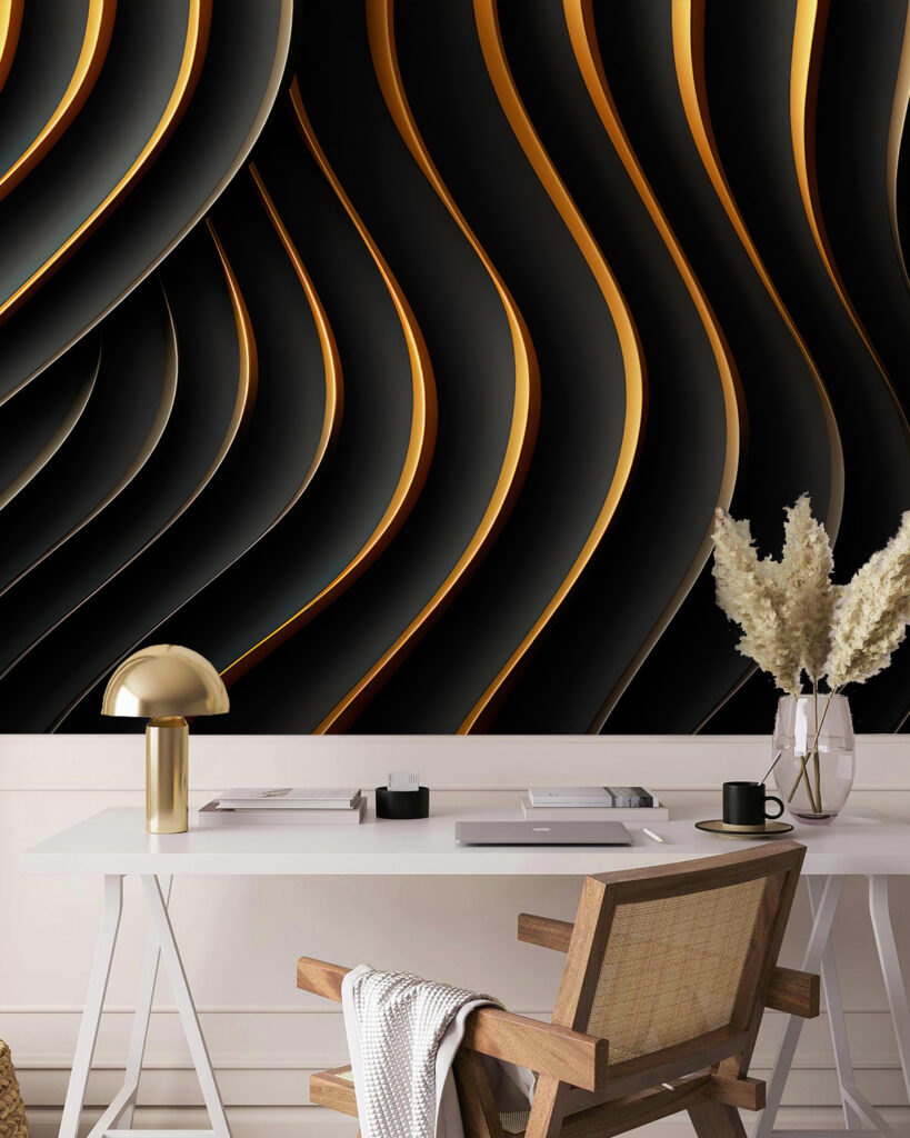 Black and orange wavy lines