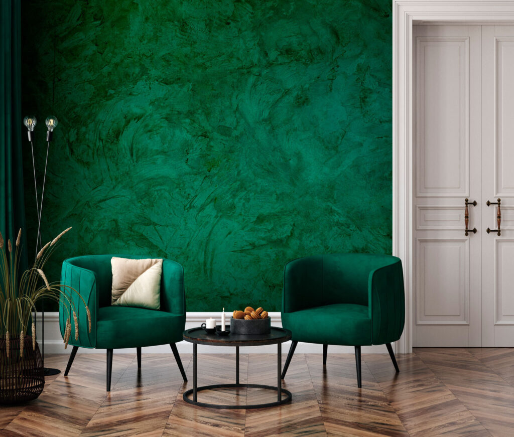 Green wall with a rough surface Green wall with a rough surface