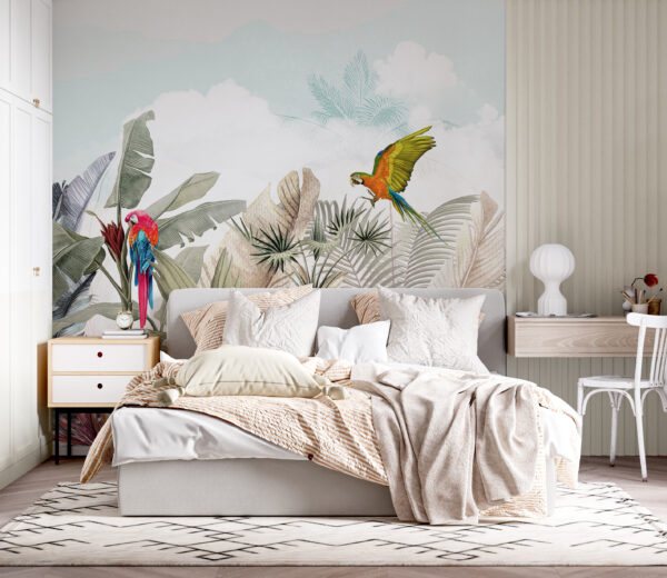 Imagine de fundal cu plante tropicale și păsări u95037pib2 600x520 - Imagine de fundal cu plante tropicale și păsări