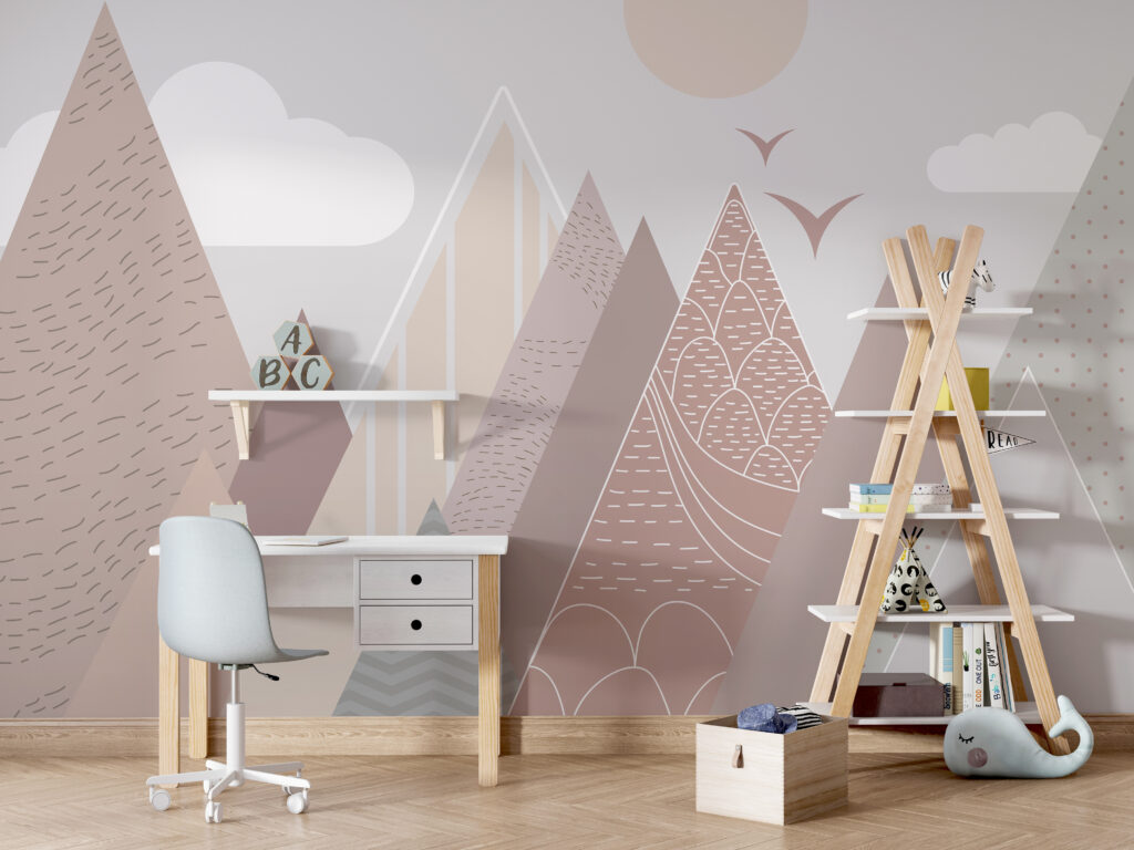 Landscape of mountains and birds