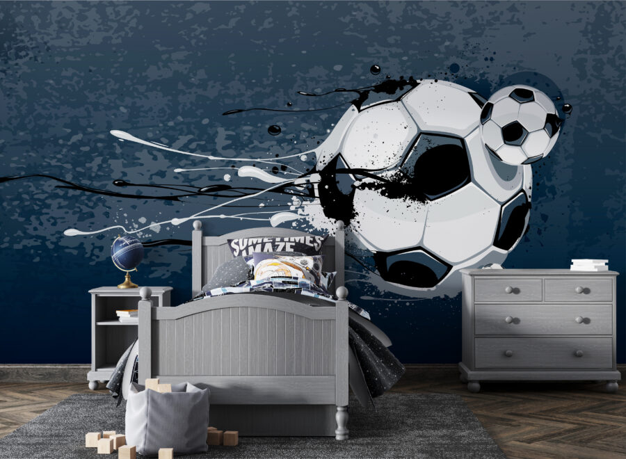 Mingea de fotbal cu stropi de vopsea