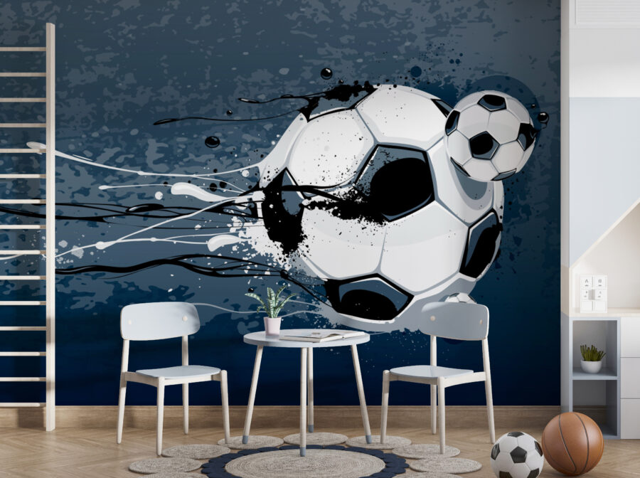 Mingea de fotbal cu stropi de vopsea