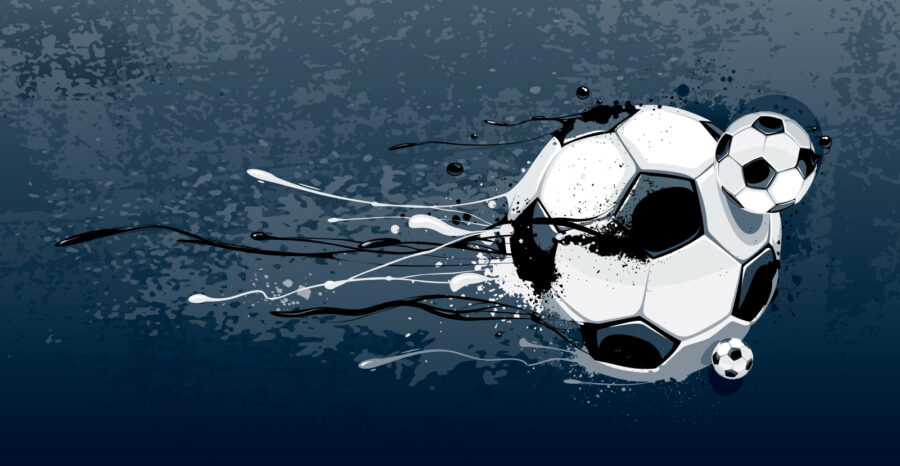 Mingea de fotbal cu stropi de vopsea