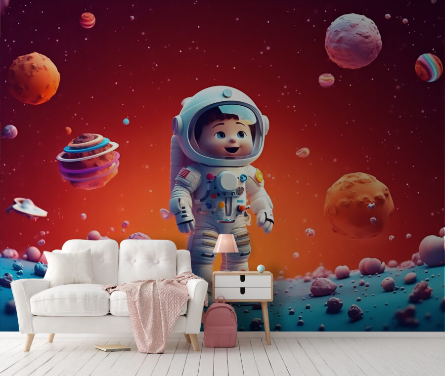 Desen animat al unui astronaut de jucărie în spațiu Desen animat al unui astronaut de jucărie în spațiu