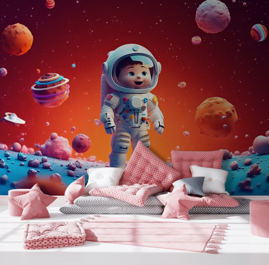 Desen animat al unui astronaut de jucărie în spațiu Desen animat al unui astronaut de jucărie în spațiu