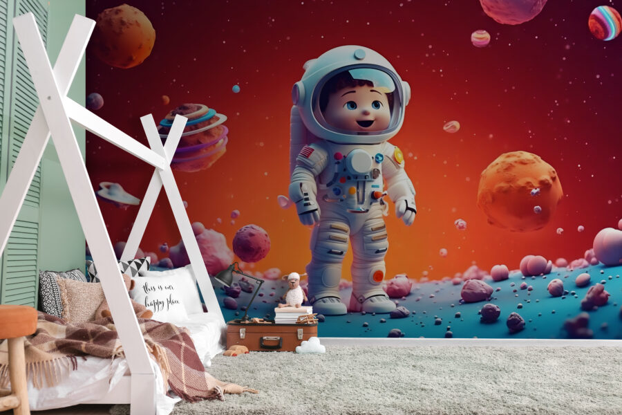 Desen animat al unui astronaut de jucărie în spațiu Desen animat al unui astronaut de jucărie în spațiu