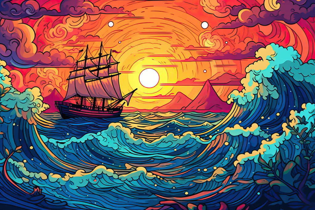 Navă în ocean Navă în ocean