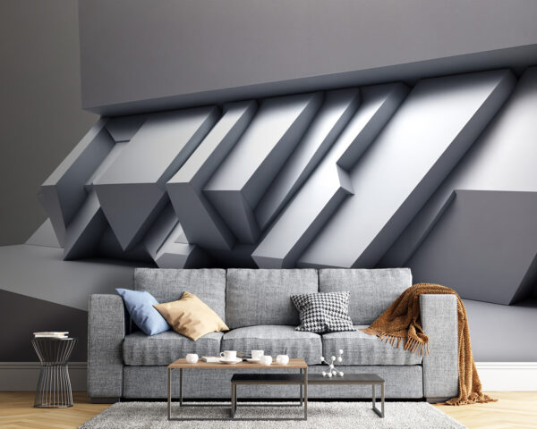 Perete alb cu forme geometrice Perete alb cu forme geometrice
