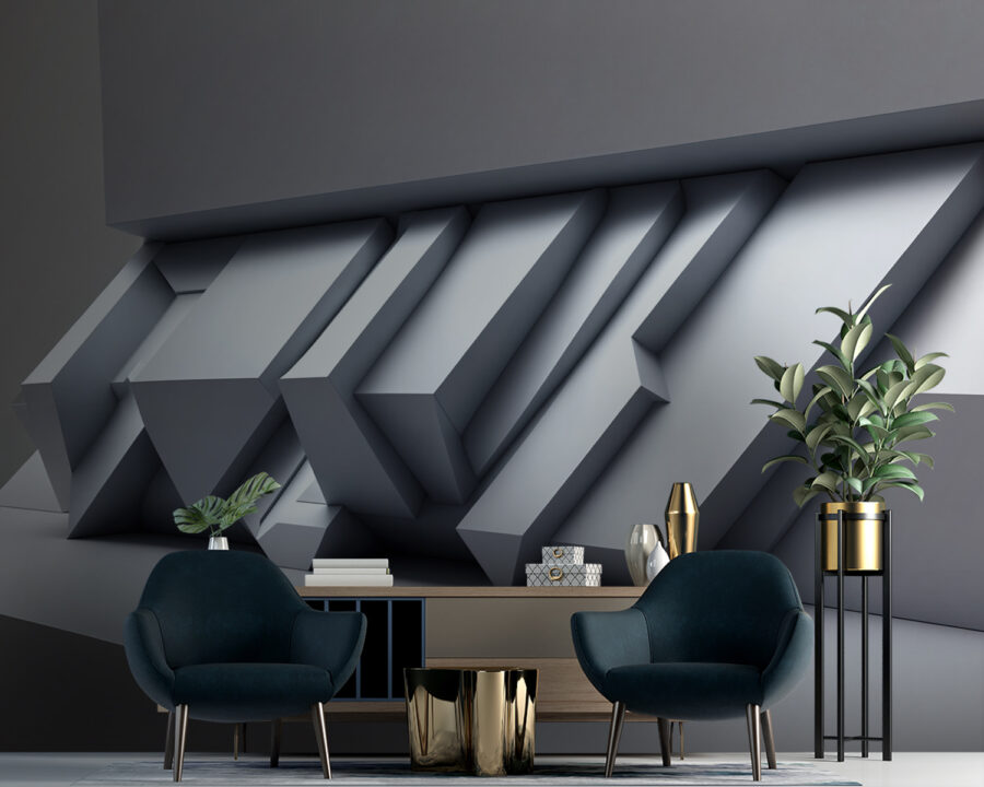 Perete alb cu forme geometrice