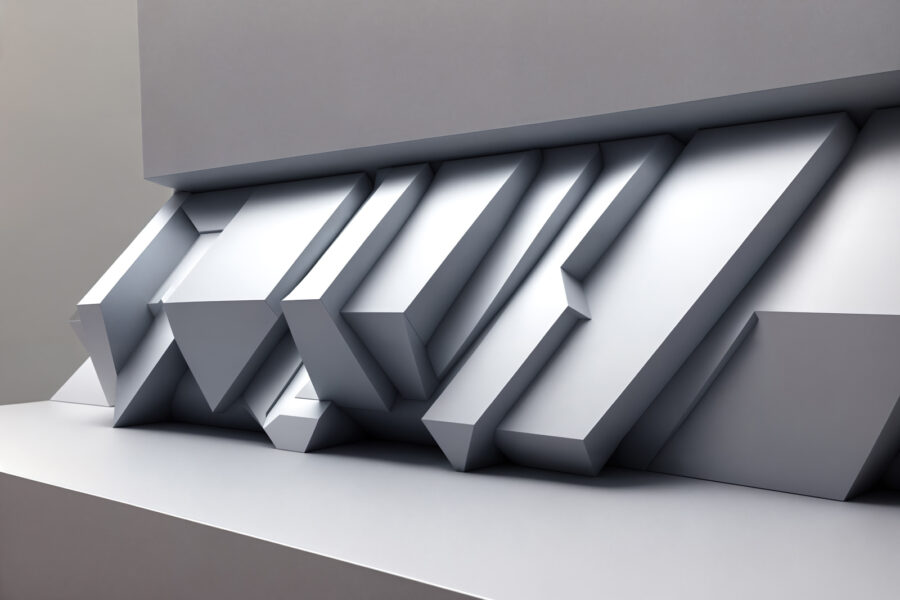 Perete alb cu forme geometrice