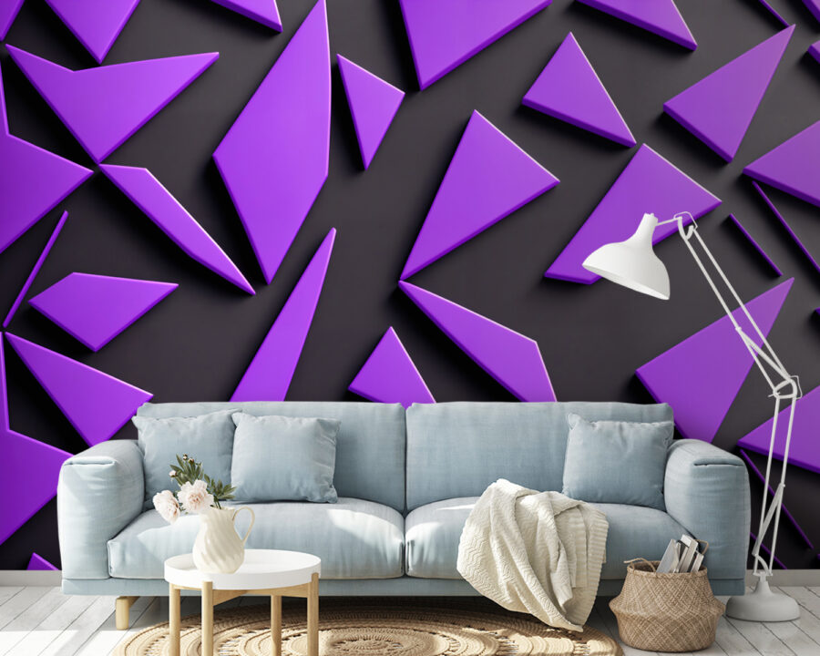 Triunghiuri violet pe o suprafață neagră Triunghiuri violet pe o suprafață neagră