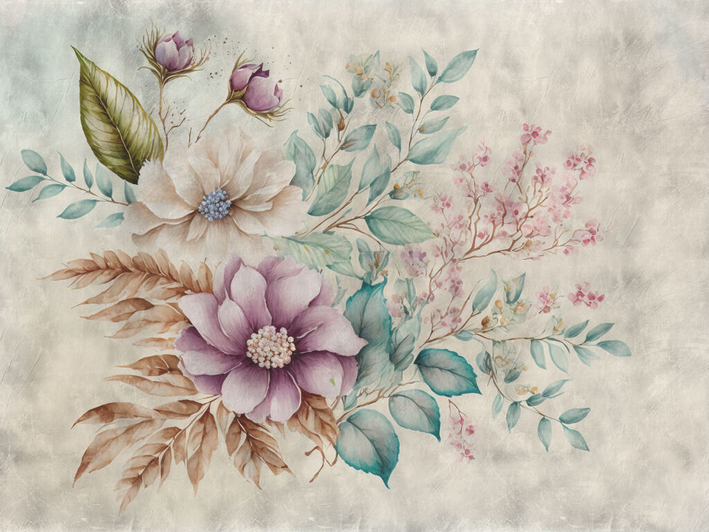 Pictura de flori și frunze Pictura de flori și frunze