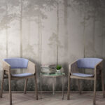 Fototapet Pădure cețoasă cu copaci înalți