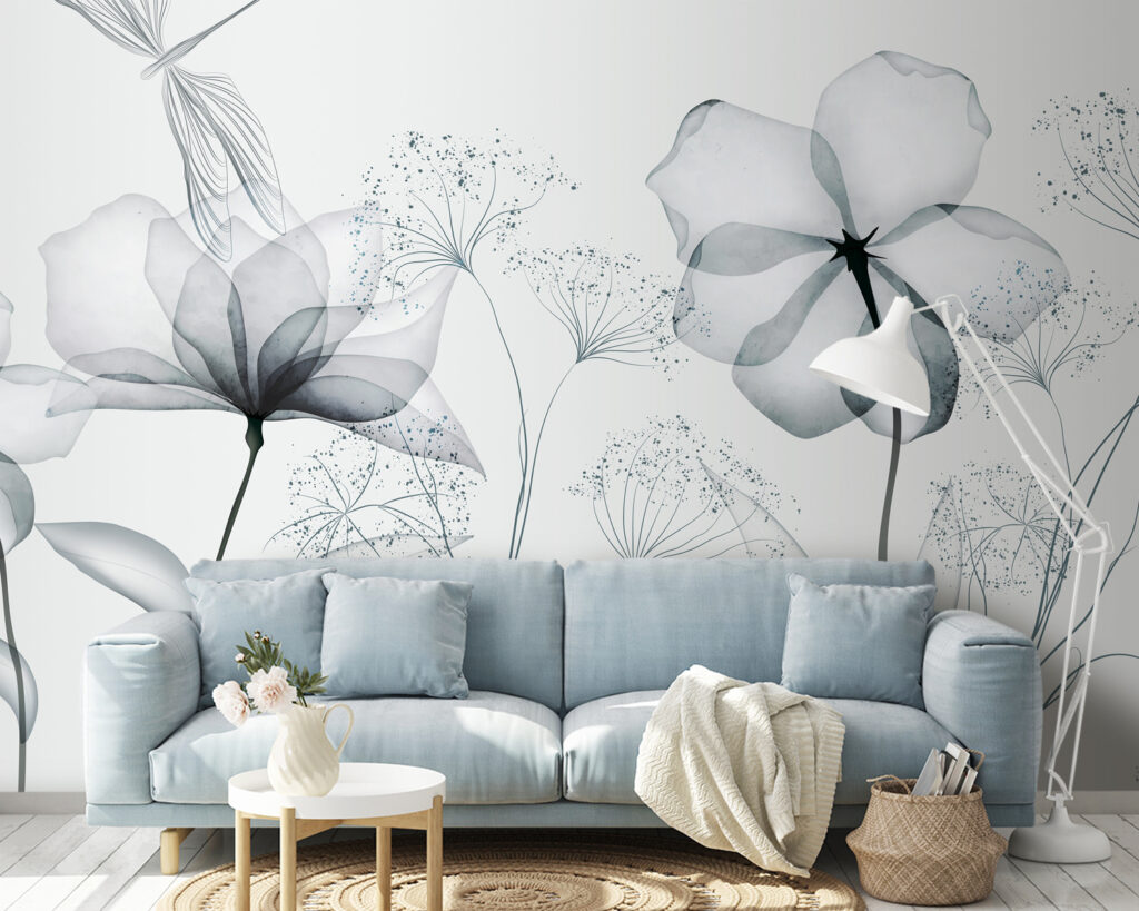 Transparent flowers with leaves