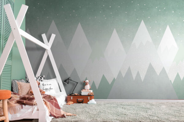 Gama de munte cu zăpadă care se încadrează Fototapet Gama de munte cu zăpadă care se încadrează